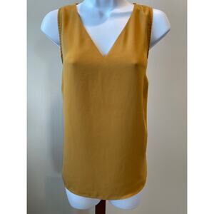Nine West Sleeveless V‑Neck Top Dark Golden Yellow Size M